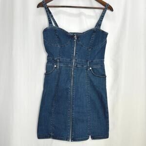Juicy Couture denim mini dress Y2K rhinestone sleeveless size medium vintage